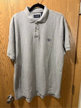 Chaps Men’s XL Tall Gray Cotton Pique Polo Shirt Short Sleeve Classic Logo